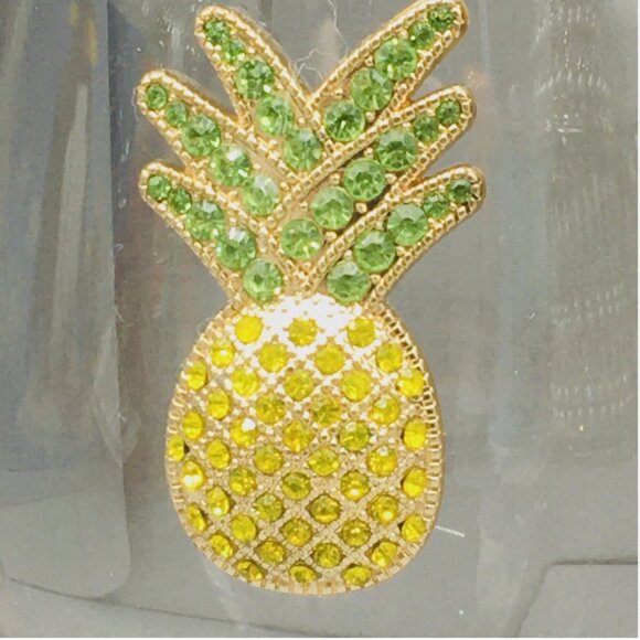 x2 Rachel Zoe Rhinestone Pineapple Stemless Wine Glass Set Bling Tropical 19oz - Picture 3 of 5